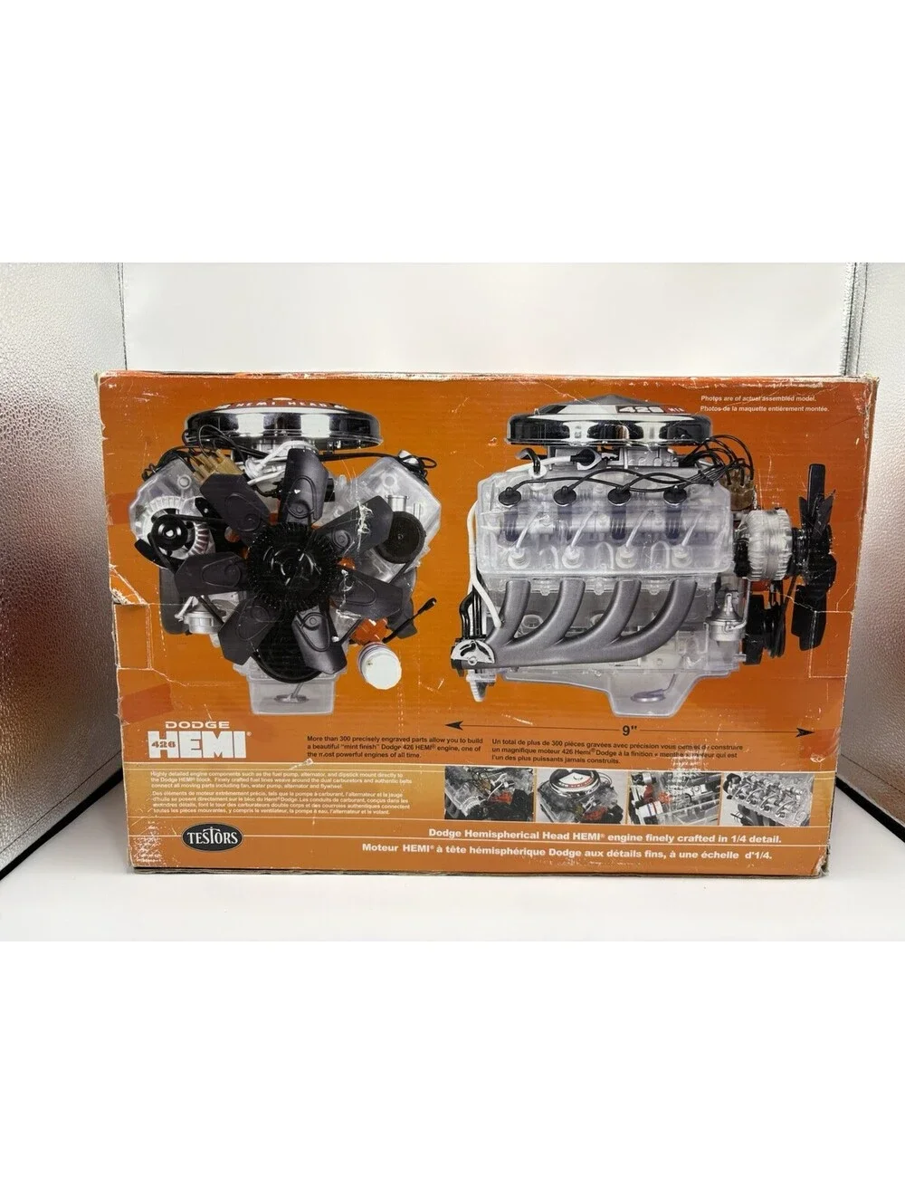 Testors Dodge 426 Hemi V-8 1:4 Scale Kit Electric Drive Motor Open Box